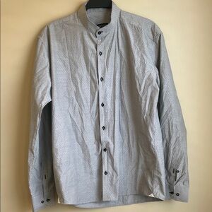 Gucci Uomo Grey Mandarin Collar Button-Up Shirt